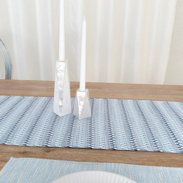 Anaya Home Summer Twist Blue Indoor Outdoor Table Runner