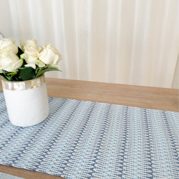Anaya Home Summer Twist Blue Indoor Outdoor Table Runner