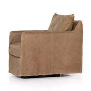 Four Hands Banks Swivel Chair ~  Palermo Drift Top Grain Leather Slipcover