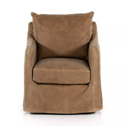Four Hands Banks Swivel Chair ~  Palermo Drift Top Grain Leather Slipcover