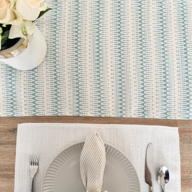 Anaya Home Summer Twist Aqua Indoor Outdoor Table Runner
