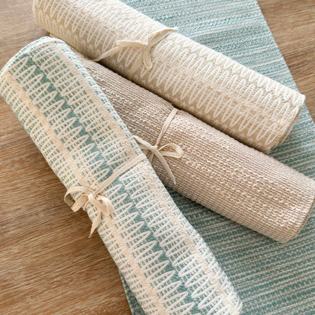 Anaya Home Summer Twist Aqua Indoor Outdoor Table Runner
