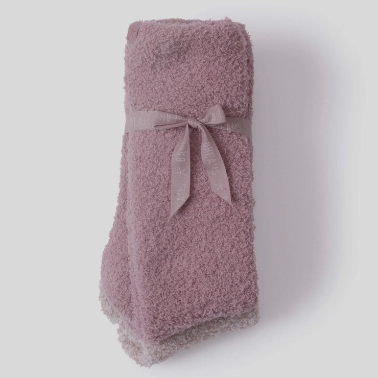 Barefoot Dreams CozyChic 2 Pair Sock Set ~ Teaberry and Heathered Stone