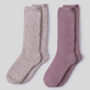 Barefoot Dreams CozyChic 2 Pair Sock Set ~ Teaberry and Heathered Stone