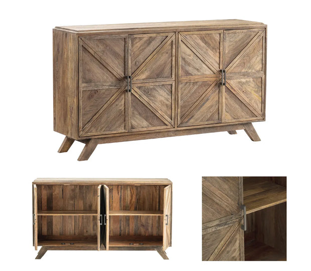 Crestview Collection Rowan Repurposed Barn Door Sideboard