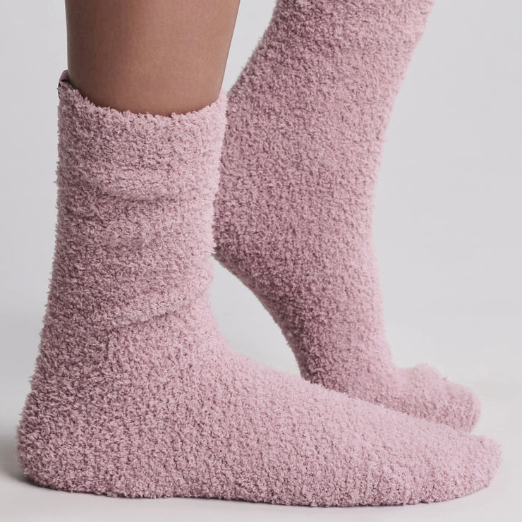 Barefoot Dreams CozyChic 2 Pair Sock Set ~ Teaberry and Heathered Stone
