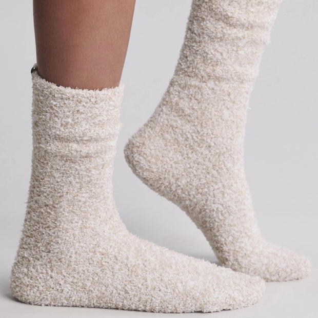 Barefoot Dreams CozyChic 2 Pair Sock Set ~ Teaberry and Heathered Stone