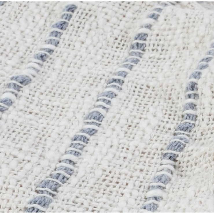 Pom Pom at Home Jojo Hand Woven Ivory and Blue Grey Striped Pillow with Insert ~ 14 x 40