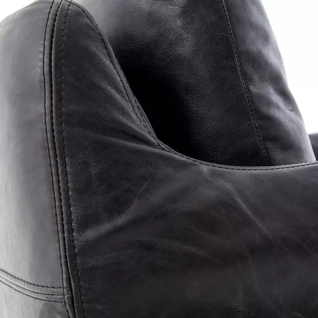 Four Hands Banks Swivel Chair ~  Rider Black Top Grain Leather Slipcover