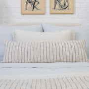 Pom Pom at Home Jojo Hand Woven Ivory and Blue Grey Striped Pillow with Insert ~ 14 x 40