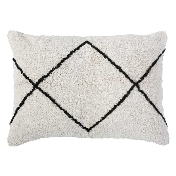 Pom Pom at Home Freddie Hand Woven Ivory and Charcoal Big Pillow with Insert ~ 28 x 36