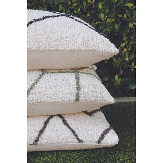 Pom Pom at Home Freddie Hand Woven Ivory and Charcoal Big Pillow with Insert ~ 28 x 36