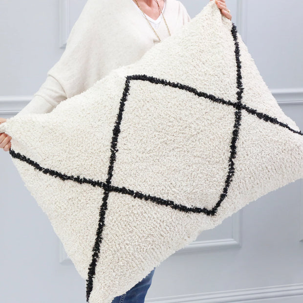 Pom Pom at Home Freddie Hand Woven Ivory and Charcoal Big Pillow with Insert ~ 28 x 36