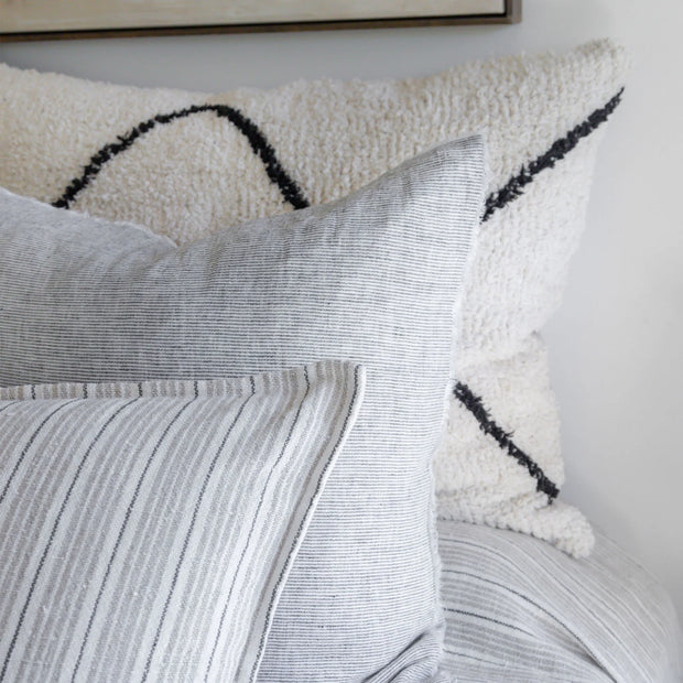 Pom Pom at Home Freddie Hand Woven Ivory and Charcoal Big Pillow with Insert ~ 28 x 36