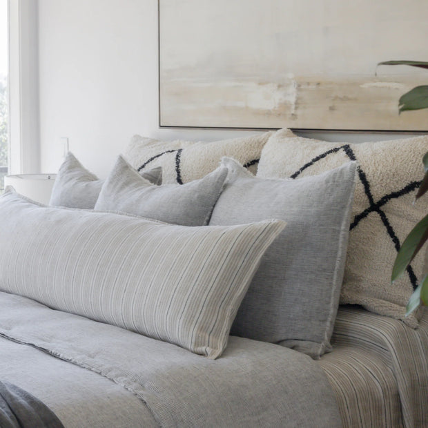 Pom Pom at Home Freddie Hand Woven Ivory and Charcoal Big Pillow with Insert ~ 28 x 36