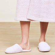 Barefoot Dreams CozyChic Spa Slippers ~ Size M 7/8 ~ Heathered Dusty Rose and White
