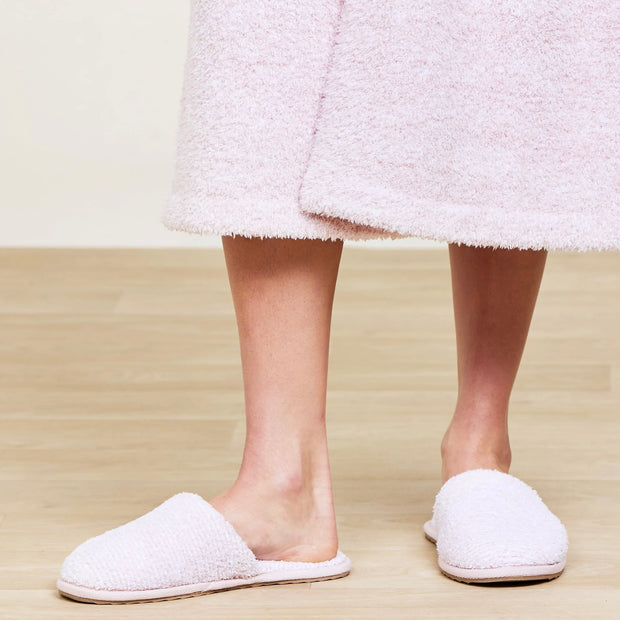 Barefoot Dreams CozyChic Spa Slippers ~ Size M 7/8 ~ Heathered Dusty Rose and White