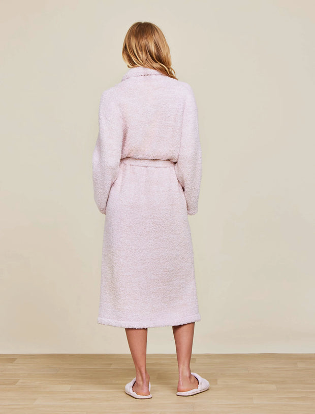 Barefoot Dreams CozyChic Heathered Dusty Rose and White Robe ~ Size Small / Medium