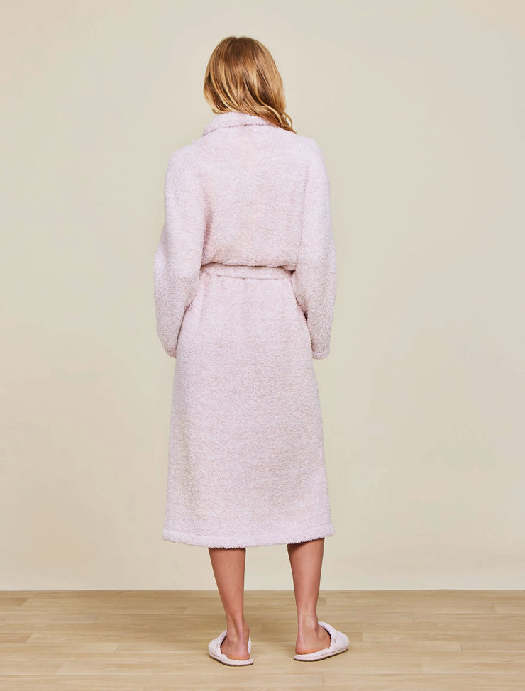 Barefoot Dreams CozyChic Heathered Dusty Rose and White Robe ~ Size Small / Medium