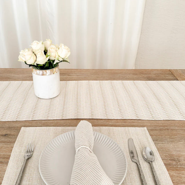 Anaya Home Summer Twist Beige Indoor Outdoor Table Runner