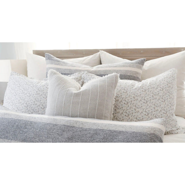 Pom Pom at Home June Ocean and Grey Floral Big Pillow with Insert ~ 28 x 36