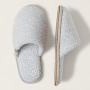 Barefoot Dreams CozyChic Spa Slippers ~ Size M 7/8 ~ Heathered Ocean and White