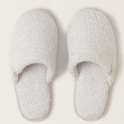 Barefoot Dreams CozyChic Spa Slippers ~ Size M 7/8 ~ Heathered Stone and White