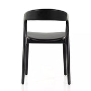 Four Hands Amare Curved Wood Dining Chair ~ Sonoma Black Leather Seat