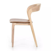 Four Hands Amare Curved Wood Dining Chair ~ Sonoma Butterscotch Leather Seat