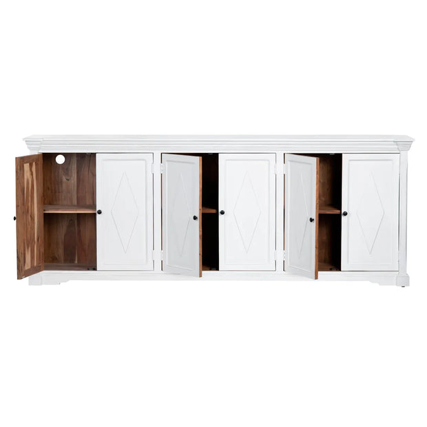 Crestview Collection Diamond White Finish Mango Wood Sideboard