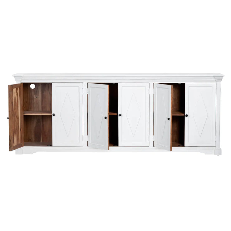 Crestview Collection Diamond White Finish Mango Wood Sideboard