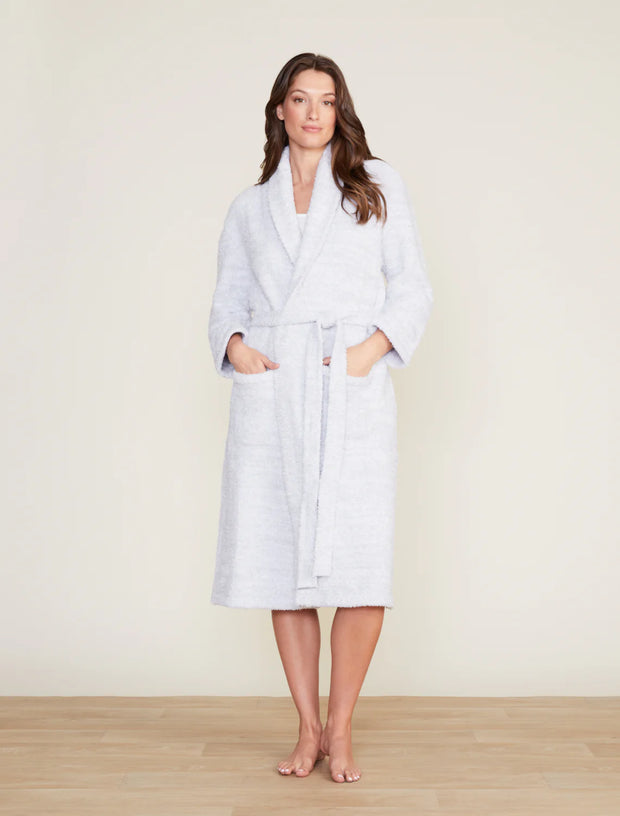 Barefoot Dreams CozyChic Heathered Ocean and White Robe ~ Size Small / Medium