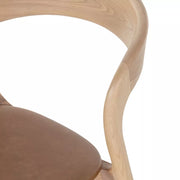 Four Hands Amare Curved Wood Dining Chair ~ Sonoma Butterscotch Leather Seat