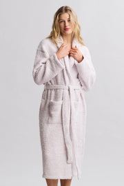 Barefoot Dreams CozyChic Heathered Stone and White Robe ~ Size Small / Medium