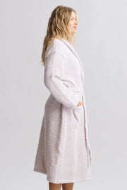 Barefoot Dreams CozyChic Heathered Stone and White Robe ~ Size Small / Medium