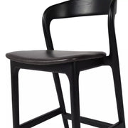 Four Hands Amare Curved Wood Counter Stool ~ Sonoma Black Leather Seat