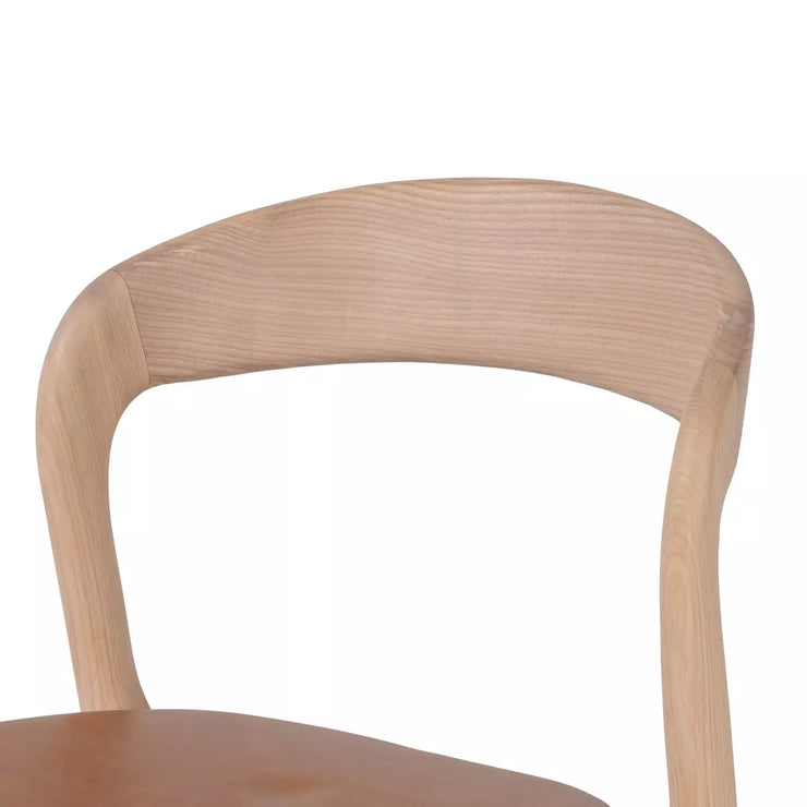 Four Hands Amare Curved Wood Counter Stool ~ Sonoma Butterscotch Leather Seat