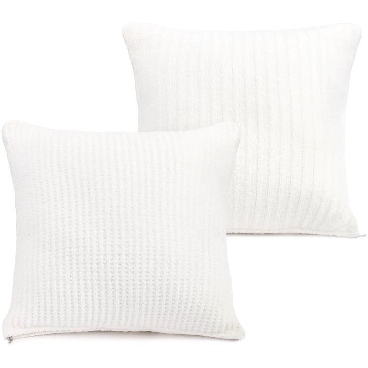 Kashwere Ultra Soft White 20 x 20 Plush Waffle Weave Pillow