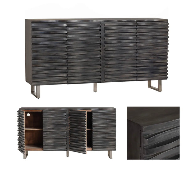 Crestview Collection Cabalerro Wave Woven Wood Sideboard