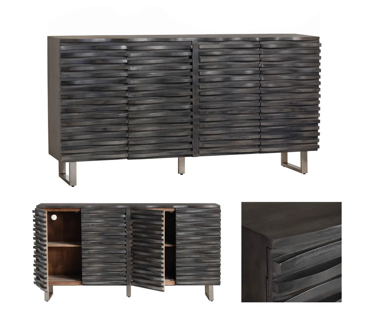 Crestview Collection Cabalerro Wave Woven Wood Sideboard