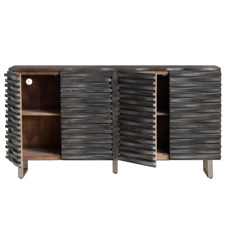 Crestview Collection Cabalerro Wave Woven Wood Sideboard