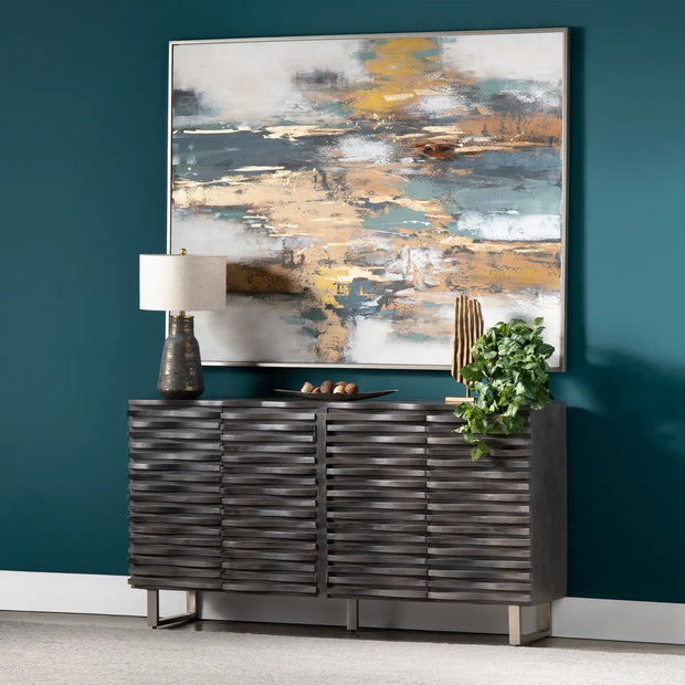 Crestview Collection Cabalerro Wave Woven Wood Sideboard