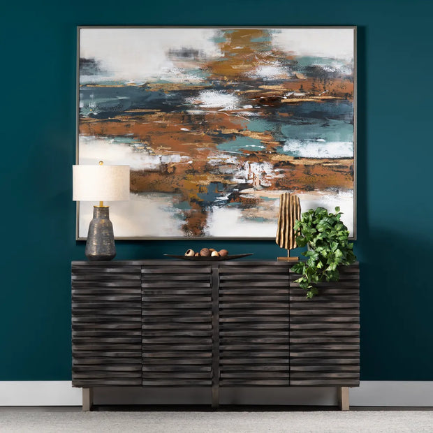 Crestview Collection Cabalerro Wave Woven Wood Sideboard