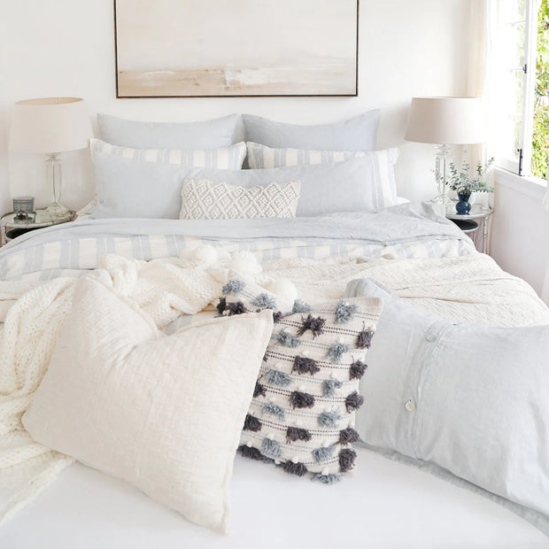 Pom Pom at Home Carter Ivory & Denim Body Pillow with Insert ~ 18 x 60