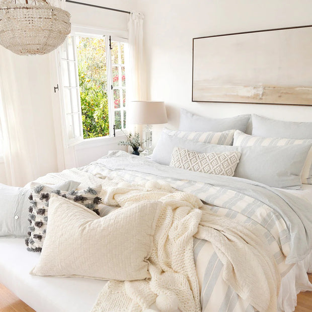 Pom Pom at Home Carter Ivory & Denim Body Pillow with Insert ~ 18 x 60