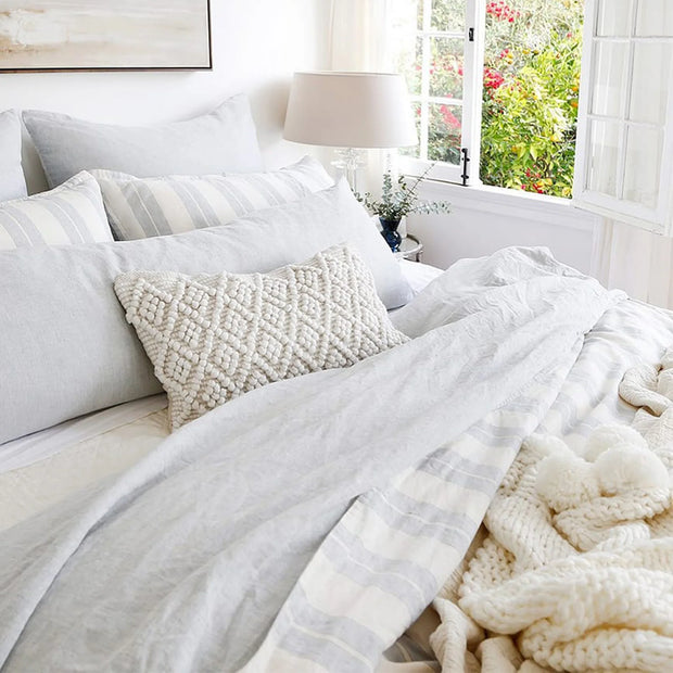 Pom Pom at Home Carter Ivory & Denim Body Pillow with Insert ~ 18 x 60