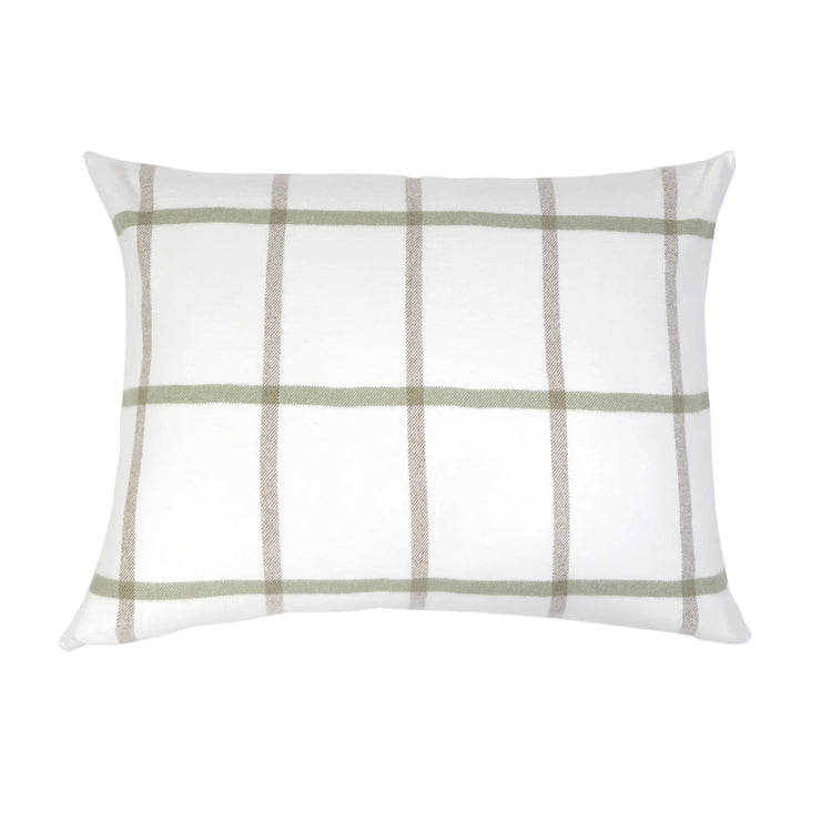 Pom Pom at Home Copenhagen White and Olive Big Pillow with Insert ~ 28 x 36