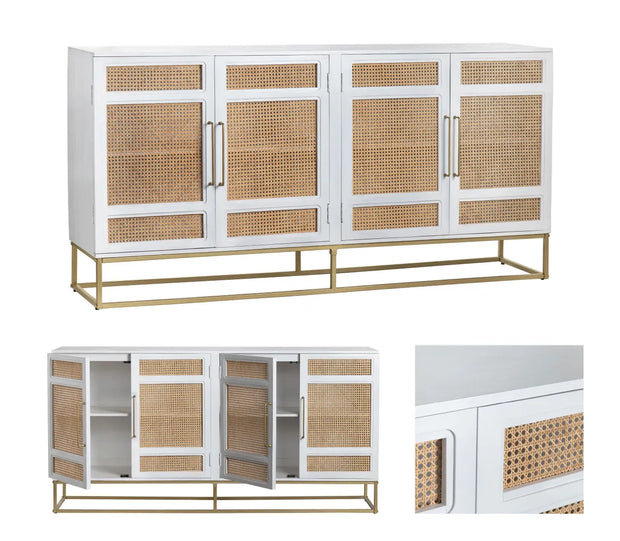 Crestview Collection Biscayne White Rattan Sideboard