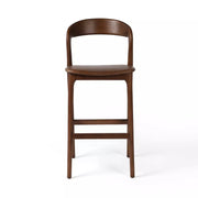 Four Hands Amare Curved Wood Bar Stool ~ Sonoma Coco Leather Seat