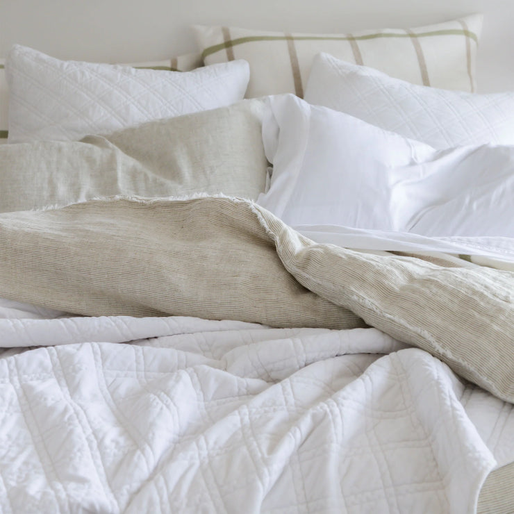Pom Pom at Home Copenhagen White and Olive Big Pillow with Insert ~ 28 x 36